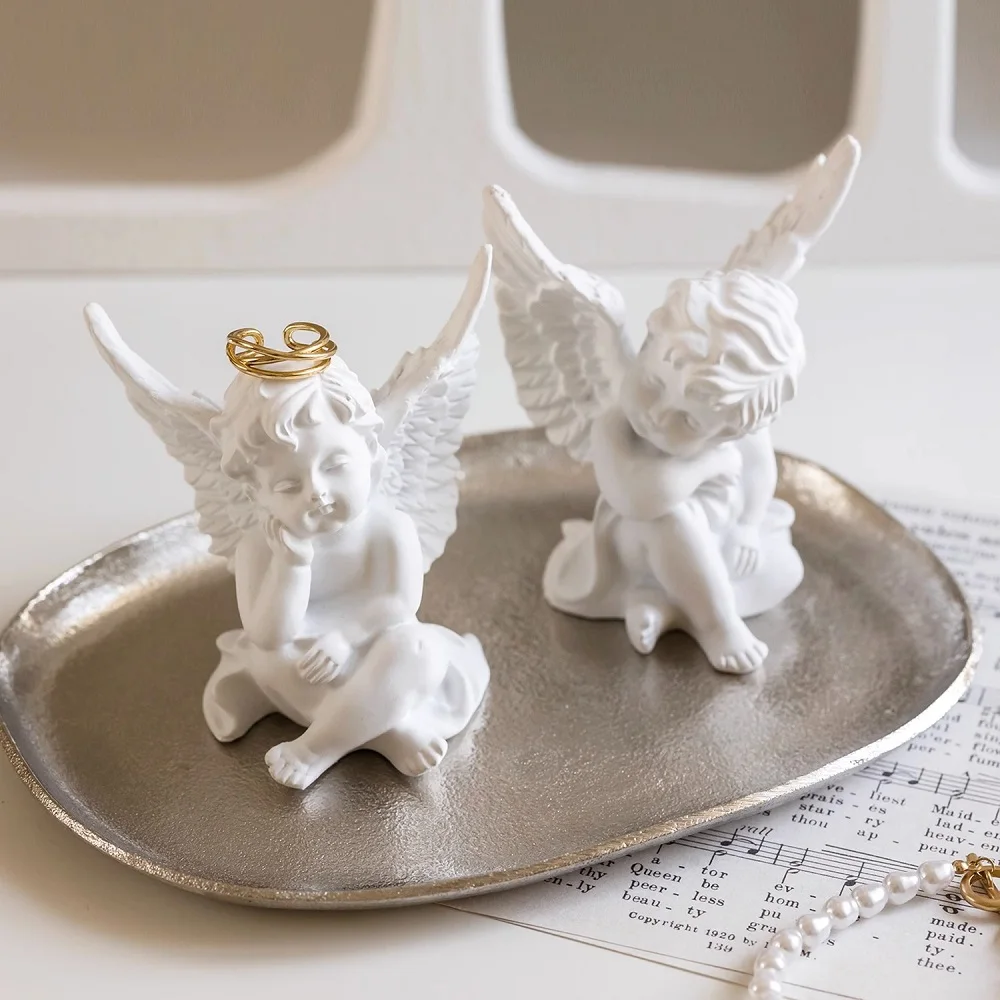 1pc Cute White Angel Sculpture - Perfect for garden, home decoration and souvenirs, creative decorative resin crafts, table decoration, Christmas decoration, New Year decoration