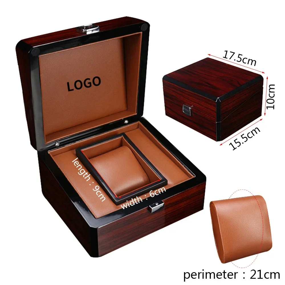 Wine Red Baked Paint High-end Wooden Wrist Watch Case Box Bracelet Box Storage Watch Stand Watch Gift Box Customization Logo OEM