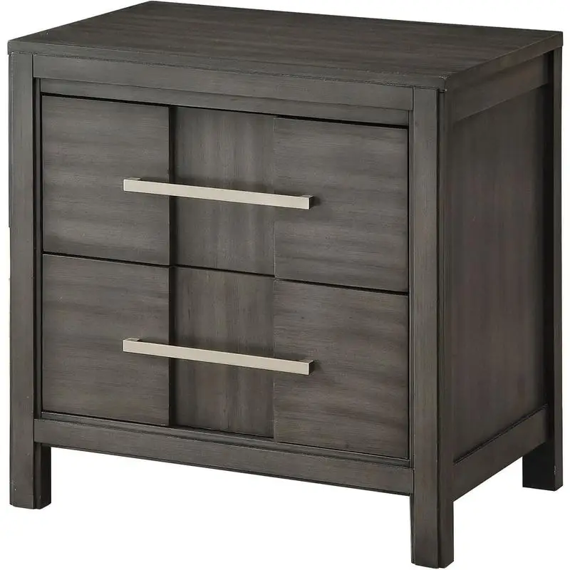 Comodino transitorio grigio con struttura con cassetto a coda di rondine inglese - Elegante comodino per riporre la camera da letto e