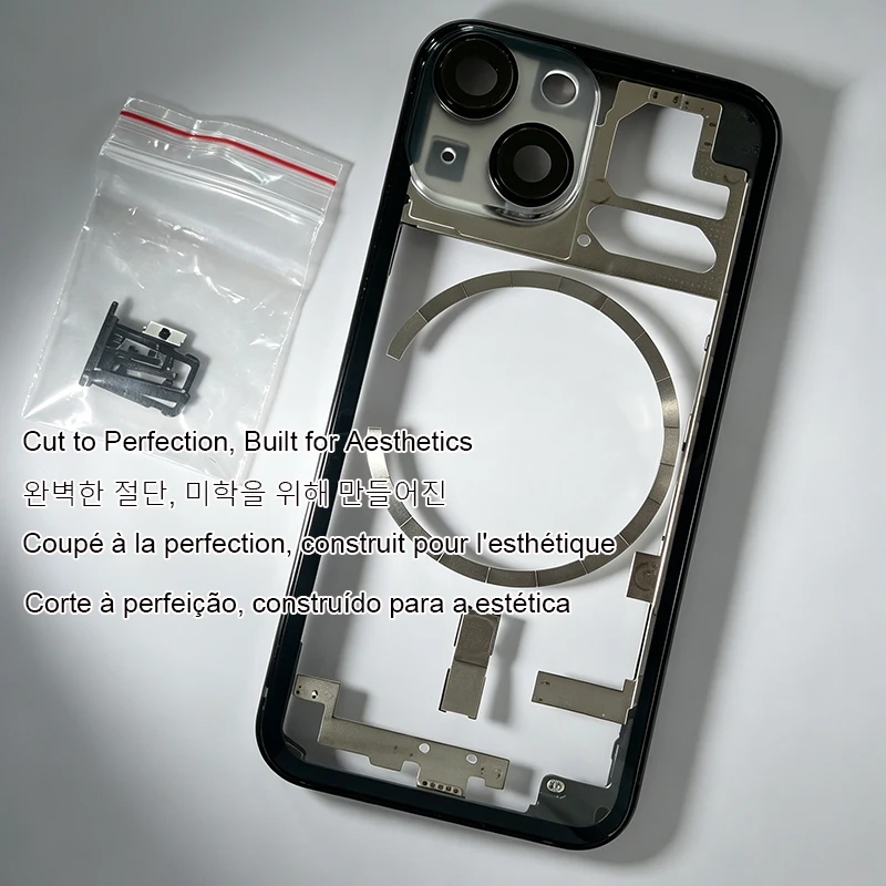 See-Through Transparent Rear Housing Cover For iPhone 12 13 14 Pro Max, Custom Modded Back Shell Pre-installed Magnetic Tools view 3