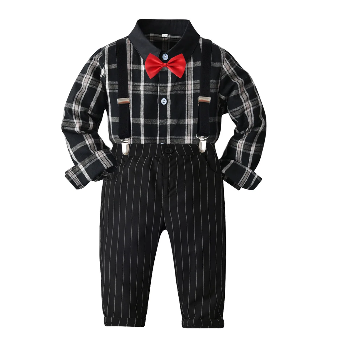 

Baby Boy Children Gentleman Outfit Clothes Kids 3pc Set Vest Shirt Suspenders Autumn Clothes Fall Clothing