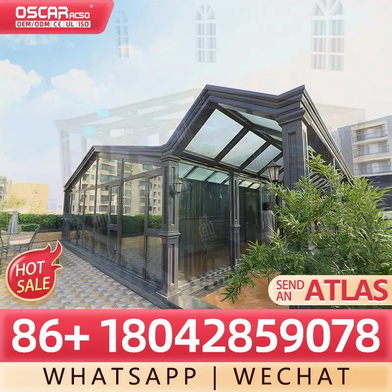 3X4 Victorian Leanto Sliding Roof Aluminium Veranda Conservatory with Roller Blind for Hotel Metal Prefabricated Structure Ideal