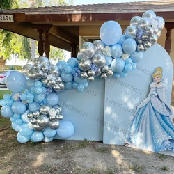 106pcs Cinderella Theme Birthday Party Balloons Garland Kit 32inch Silver Number Foil Balloon Girls Baby Shower Decors