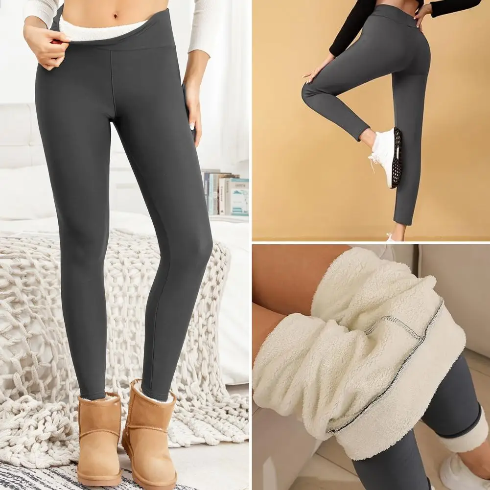 Verdikte slanke warme broek Dames Dikker legging Winter Effen kleur Fleece Warme hoge taille Slanke broek Vrouwelijk