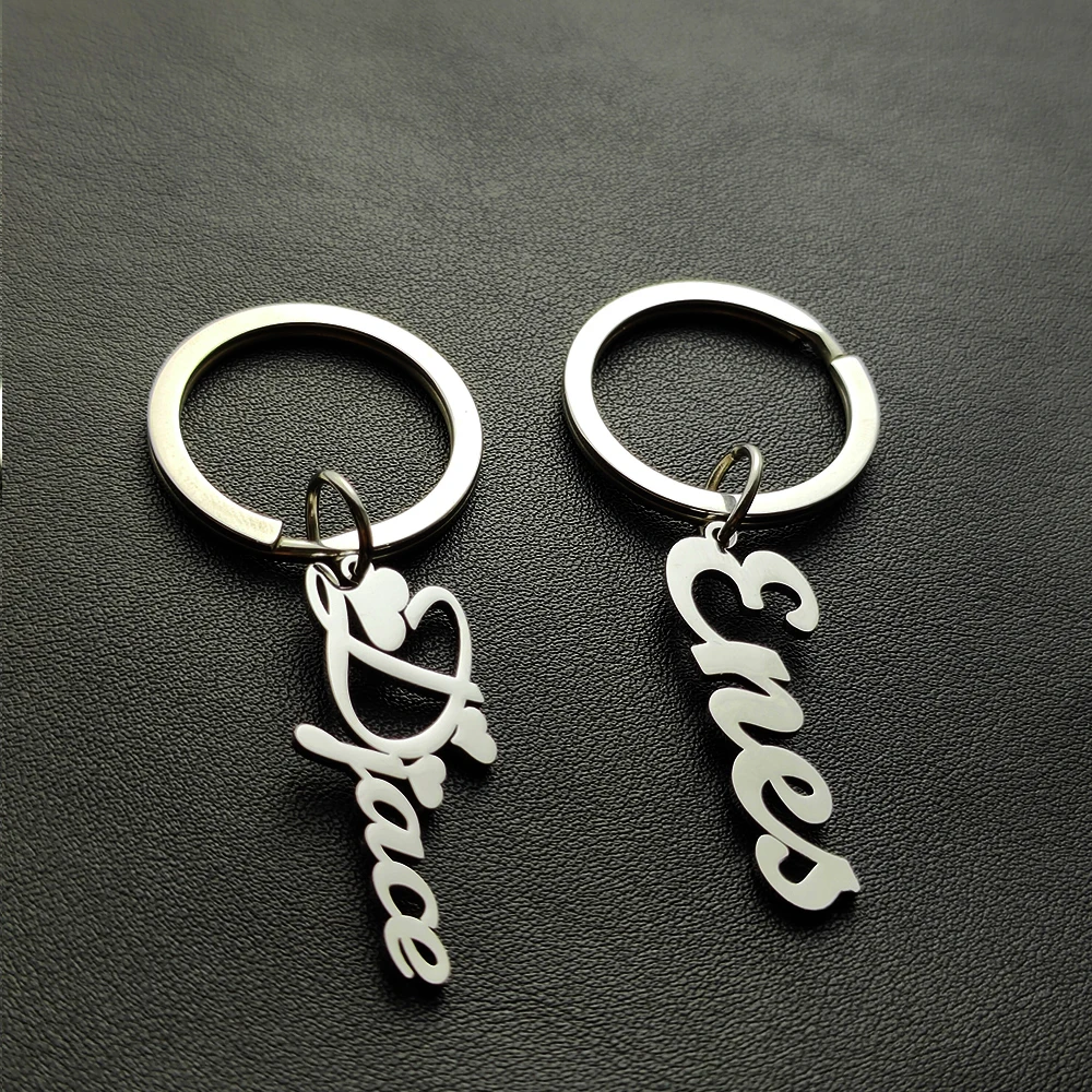 Personalized Name Keychain Fashion Car Key Accessories Stainless Steel Jewelry Simple Keychain