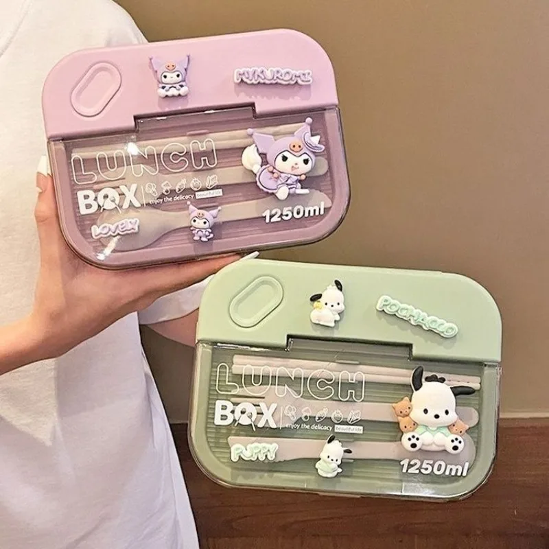 

Cartoon kuromi Pochacco Pompom Purin large capacity cute insulated lunch box student office worker lunch box kawaii lunch box