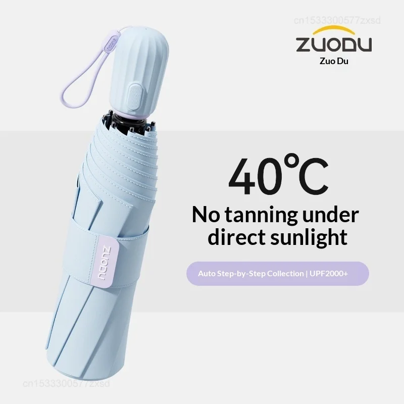 ZUODU Mini Folding Umbrella Sun for Women Men Fashion Anti-UV Portable Pocket Travel Umbrella Automatic Umbrella Strong Sunshade