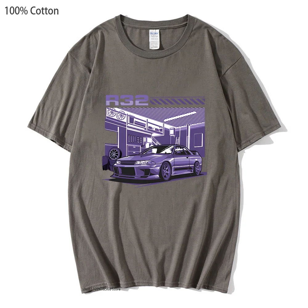 Initial D R32 Purple Drift Car T-Shirts Men Wimter Logn Sleeve Tshirt Hip Hop Tees Male 100% Cotton Top Funny Streetwear Women