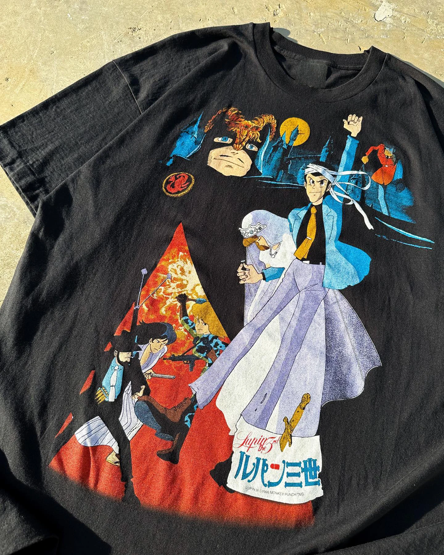 Lupin III Short Sleeve T-Shirt Retro 70s Vintage Feel Comic Print Cotton Youth Fashion Summer Breathable Loose Fit Tee