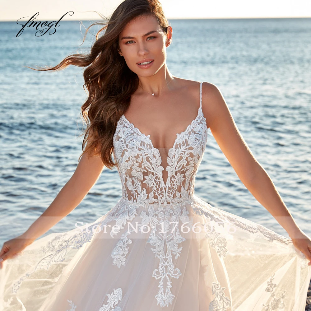 Customized A-Line Romantic Vintage Wedding Dresses Sweetheart Spaghetti Straps Vestido De Novia Appliques Delicate Bride Dress image 3