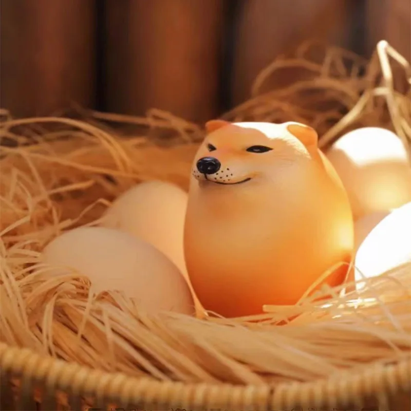 2024 Creative Shiba Inu Realistic Egg Shape Pvc Desk Decor Dog & Egg Union Decorations For Home Offices Cute Christmas Ornament