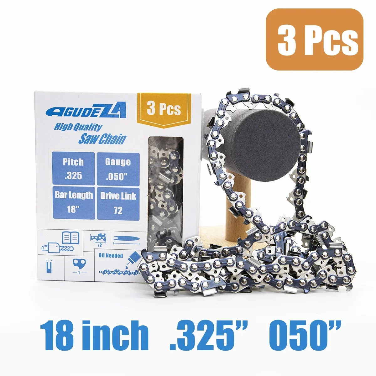 AGUDEZA 3 Pcs 18 Inch Saw Chain .325 Pitch 050\