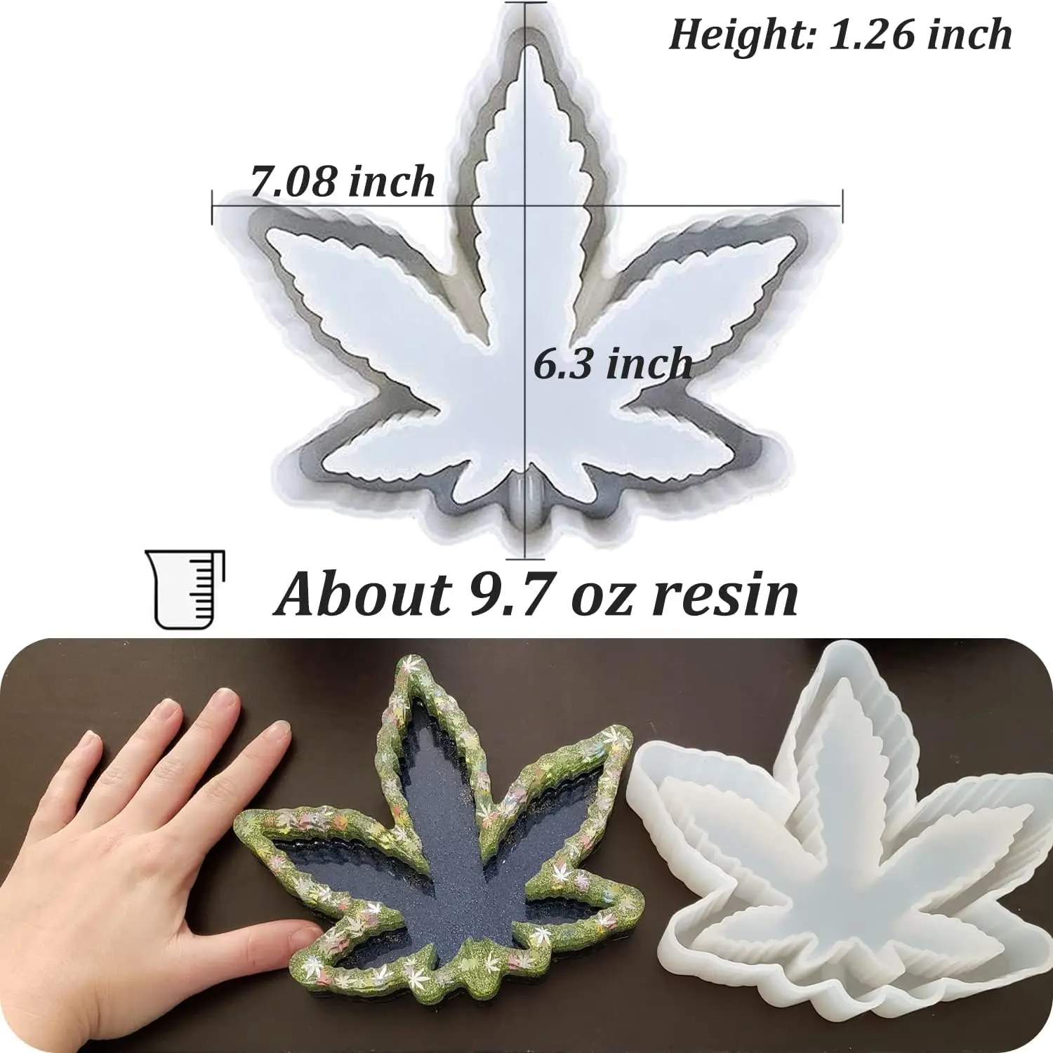 1 Pcs Leaf Maple Resin Mold, Weed Ashtray Silicone Molds, Leaf Tray Mold Ideal for Jewelry Storage Box Handmade Crafts Home Deco