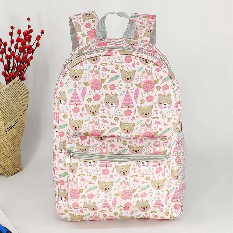 

Backpack with Full Print Bear And Dinosaur Patterns Multi-Layer Design Lightweight Unisex Ideal for Back-to-School Season