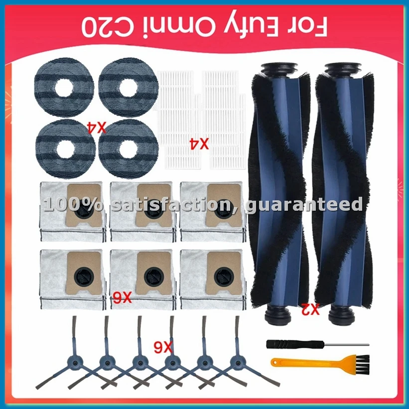 

Accessories Kit for Omni C20 Robot Vacuum Main Side Brush Hepa Filter Mop Cloth Dust Bags Replacement Parts-A73M