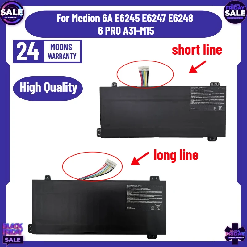 For Medion Akoya E6245 E6246 E6247 E6248 for Haier Boyue M53-72711 M15G for MaiBenBen Xiaomai 6A 6X 6C Plus 6Pro A31-M15 Battery