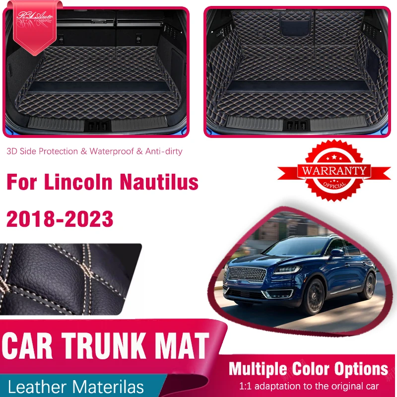 Leather Car Trunk Mats For Lincoln Nautilus Grand Legacy U540 2018~2023 Anti-dirty Storage Pads Cargo Liner Rug Auto Accessories