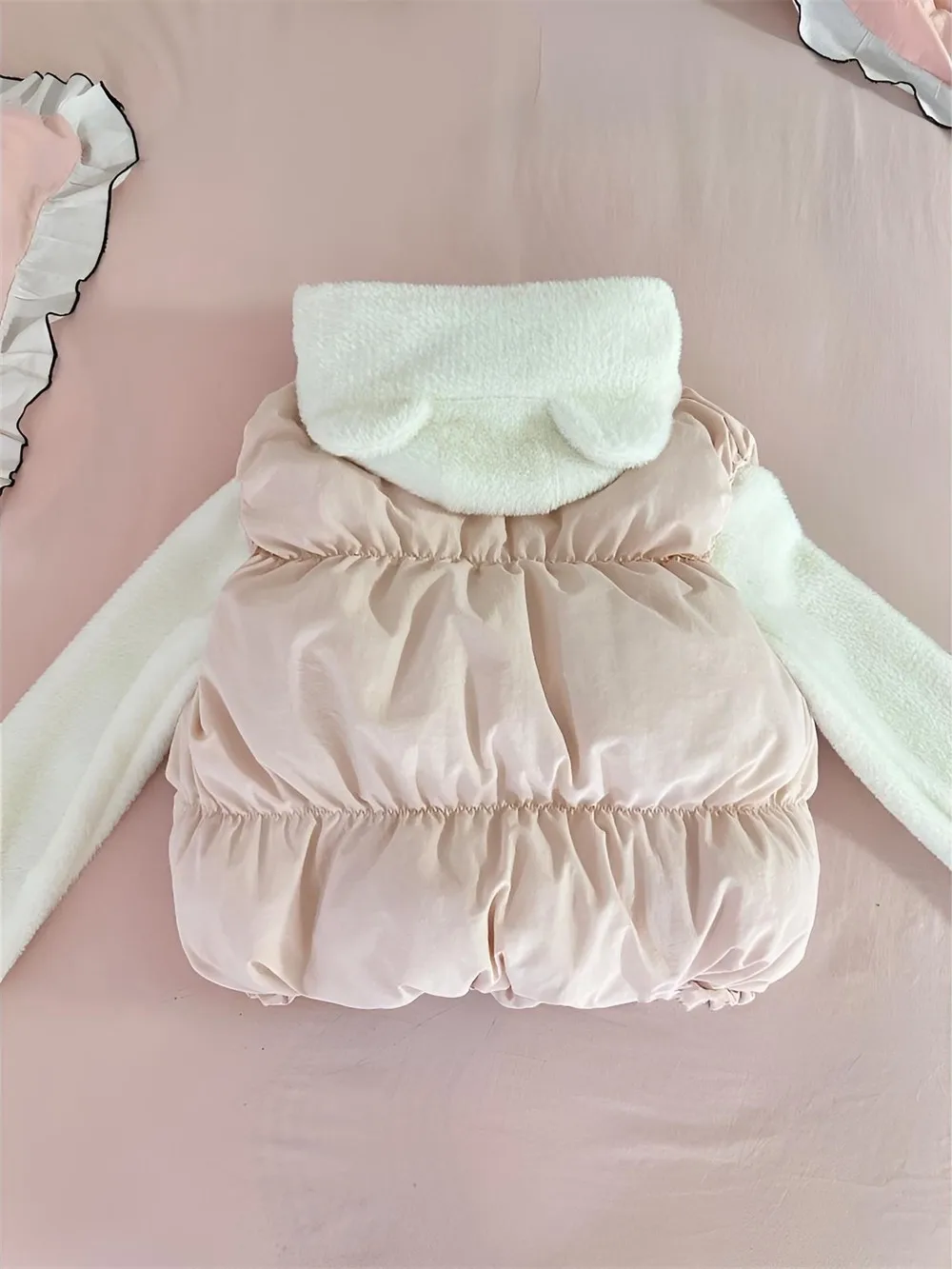 Trendy Korean Style College Sweet Cute Bear Hoodie Cardigan Autumn Warm Cotton Vest Two Piece Set Women's Fashion Ensemble