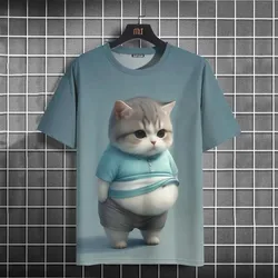 Cute Cat 3d Printed Summer Unisex Short Sleeve T-Shirt Creative Yet Personality O Collar Casual Comfortable Loose Top Shirt