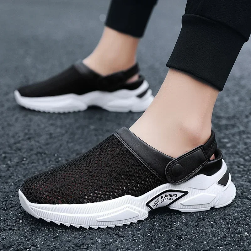 Men Summer Sandals Platform Sandals Designer Mesh Mules Breathable Padded Beach Slippers 2025 Slip on Lightweight Men Sneakers