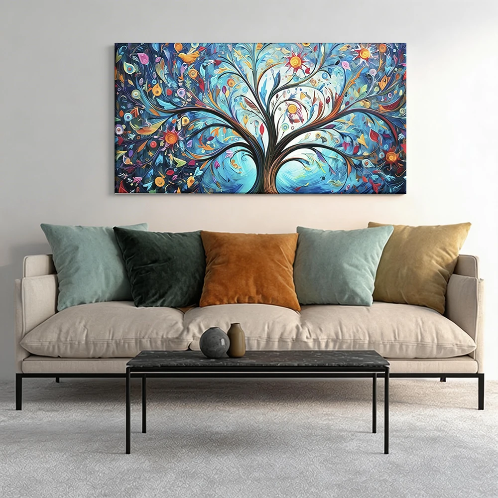 

2D flat printing 1pcTree Themed Floral & Birds Large-sized canvas painting, for corridor and bedroom decoration