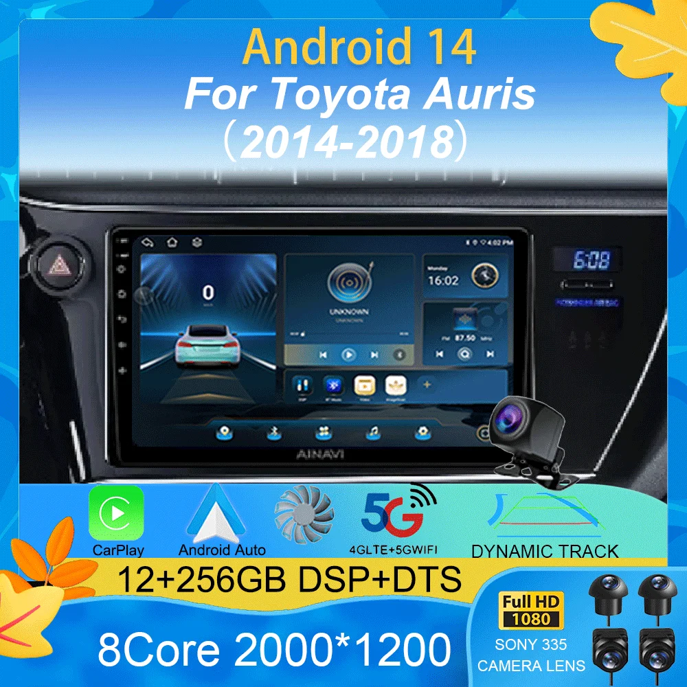 

9 "Android 14 Автомобильный радиоприемник для Toyota Prius V Plus Alpha 2012 2013 2014 2015 Стереоплеер GPS-навигация Carplay Auto LHD RHD DVD