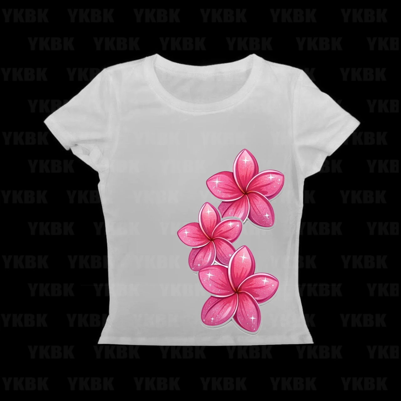 Cross Border Summer New High Street Y2K Harajuku Girl Print Pattern Short Sleeved Round Neck Crop Top T-shirt