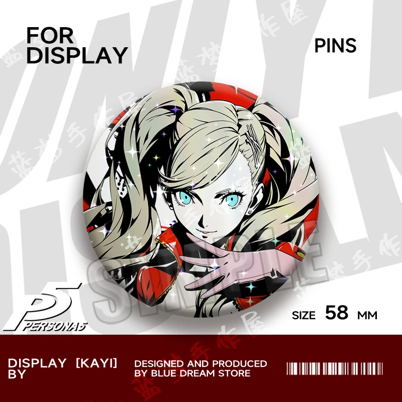 Action Fantasy Spielzeugfiguren COS Anime Spielzeug Sakamoto Ryuji Takamaki An Morgana Sakura Futaba Cartoon Weißblech Abzeichen Kindergeschenke