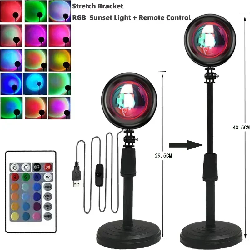 Ins Lampada per proiettore al tramonto Atmosfera arcobaleno Notte al tramonto Luce Camera da letto Arredamento della camera Sfondo Tavolo da parete