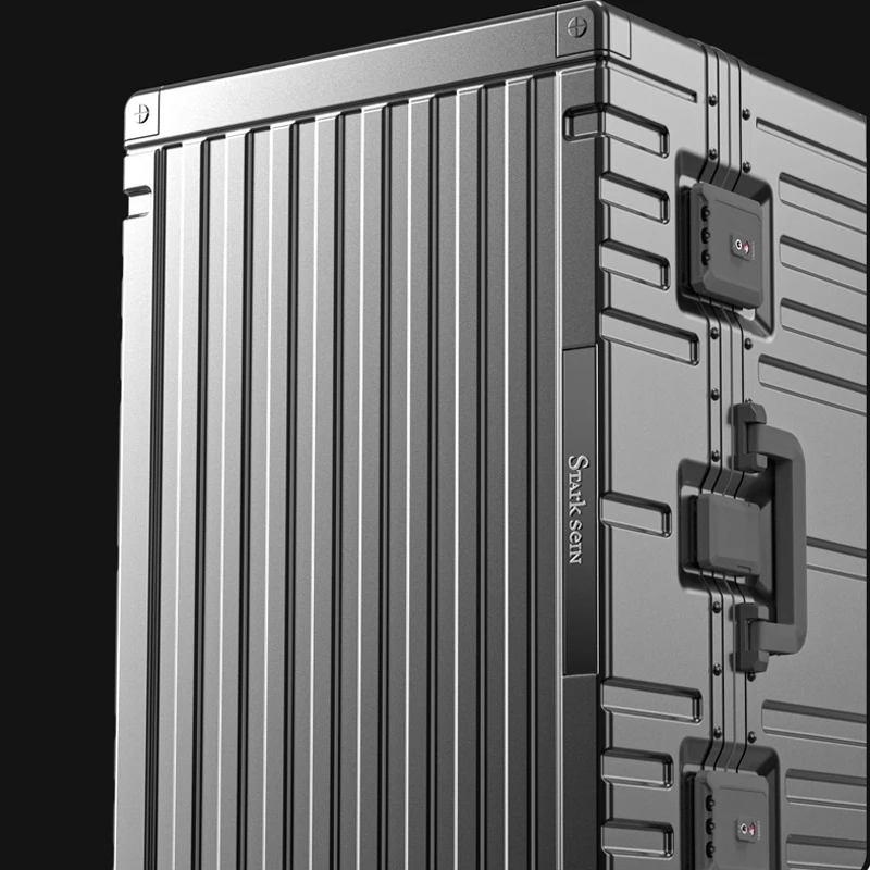 كبيرة الحجم الألومنيوم الإطار حقيبة سفر سميكة PC حقيبة تروللي بعجلات 20 بوصة الصعود صندوق 24 "26" 28 "30 بوصة المتداول الأمتعة #4