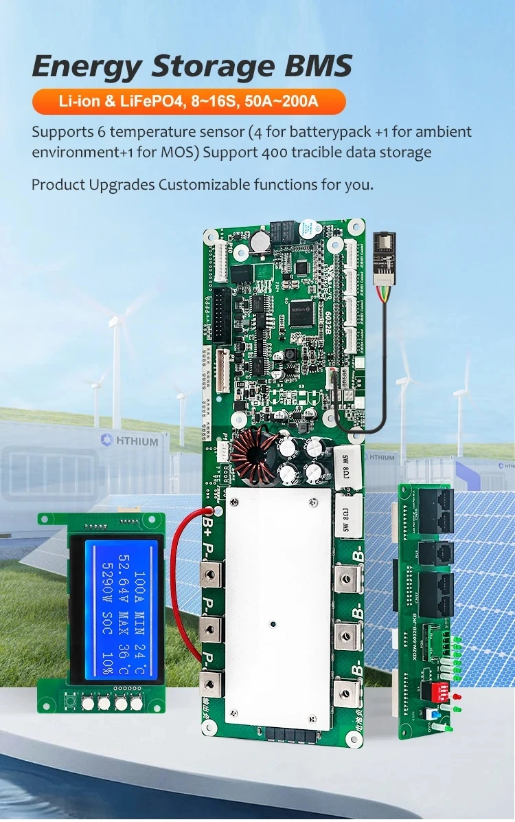 Lifepo4 Lithium-Batterie 8S 16S 24V 48V Smart BMS mit Balancer, Bluetooth, LCD, RS232, RS485, CAN-Kommunikation für Wechselrichter und PC – Detail 7