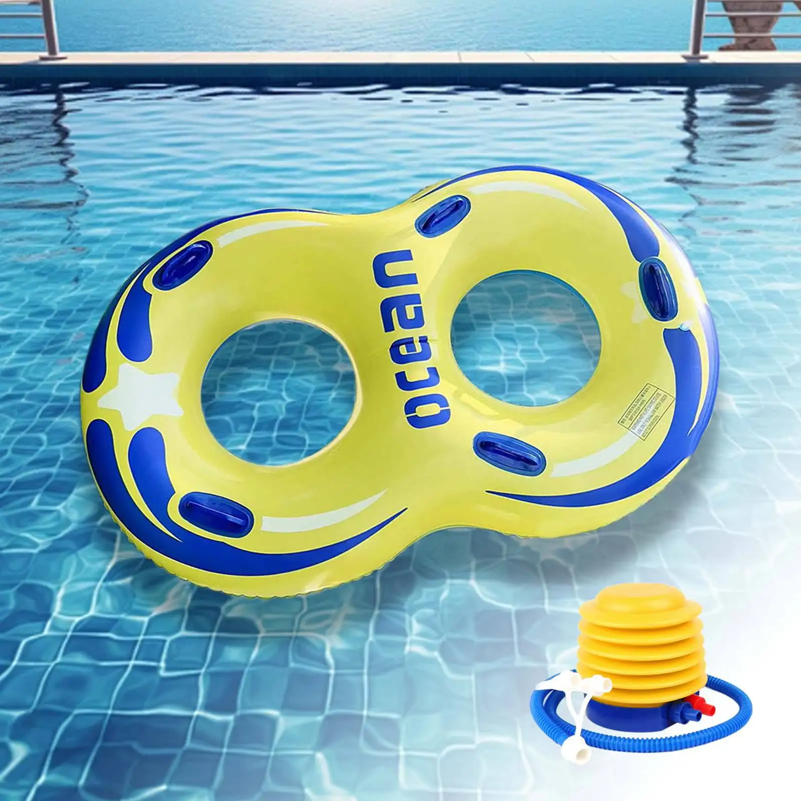 Inflatable Swimming Ring Thickened PVC Water Pool Swim Ring Swim Tubes Rings for Two People Kids Adult Float Bed Air Mattress