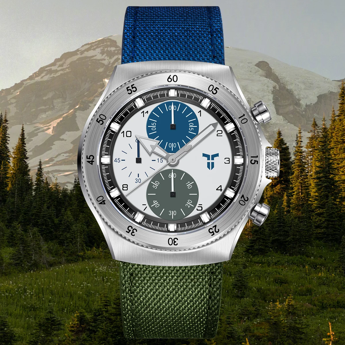 Reloj de pulsera para hombre TYBERLEY 2026, nuevo, de nailon bicolor, cuarzo, deportivo, con doble zona horaria, movimiento japonés, cristal de zafiro AR.