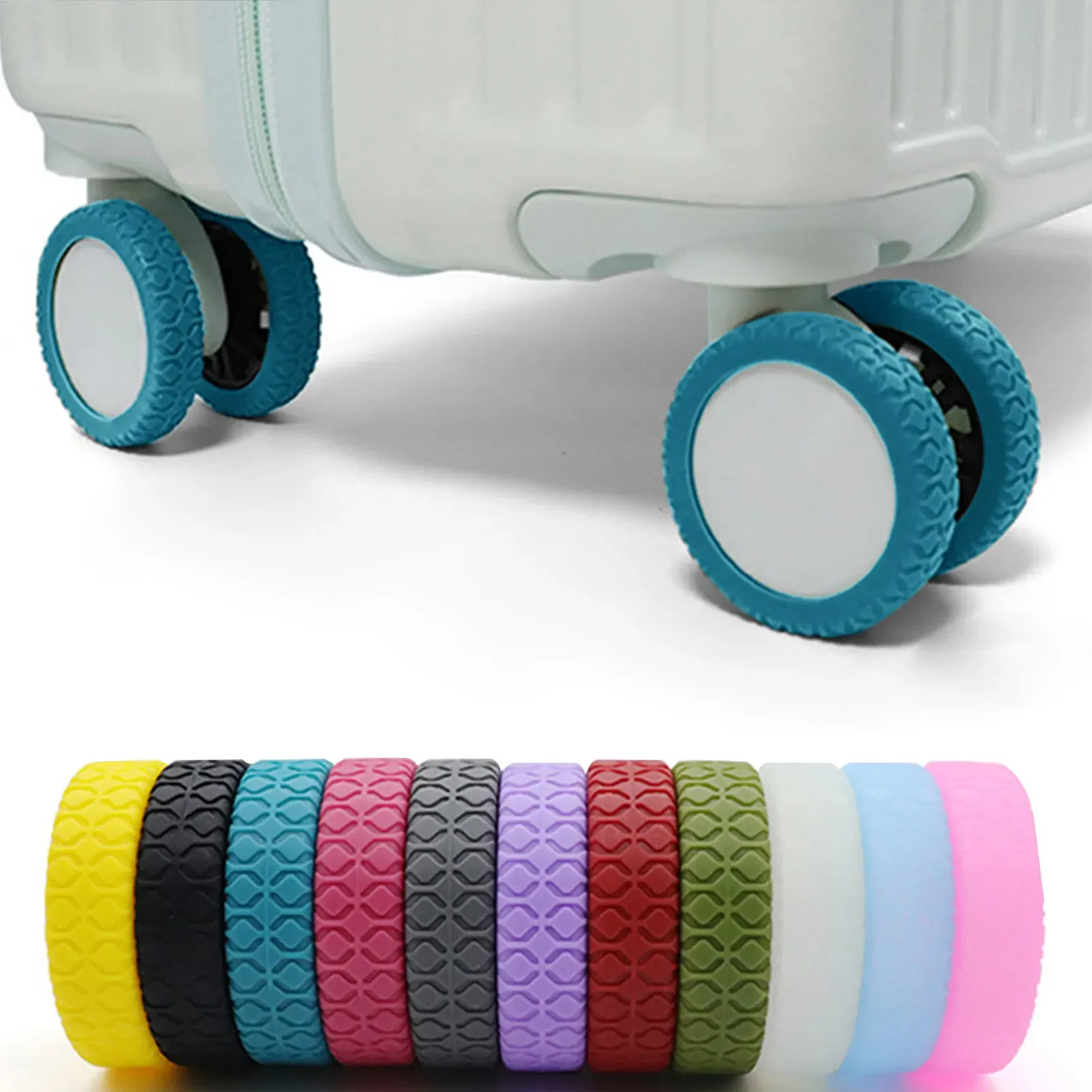 

8pcs Travel Suitcases Wheel Protection Cover Anti Slip Wear Resistant Silicone Silents Protector for Carry on Luggage Caster