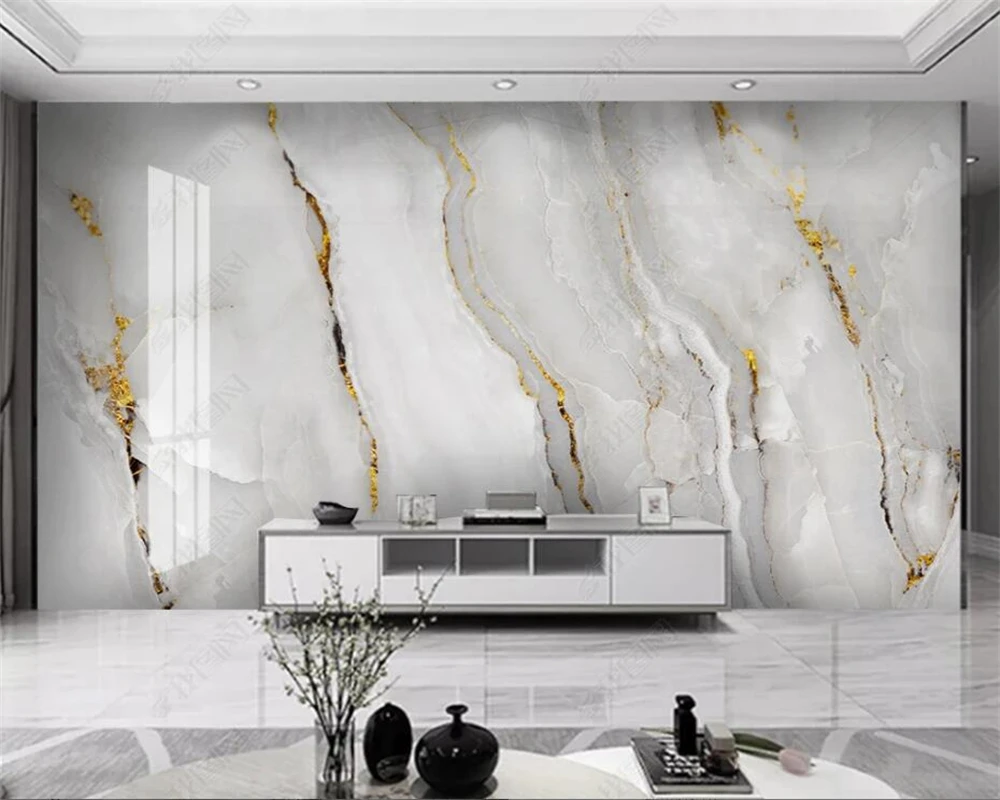 beibehang Customized nmodern minimalist luxurious golden abstract landscape marble pattern TV background wallpaper