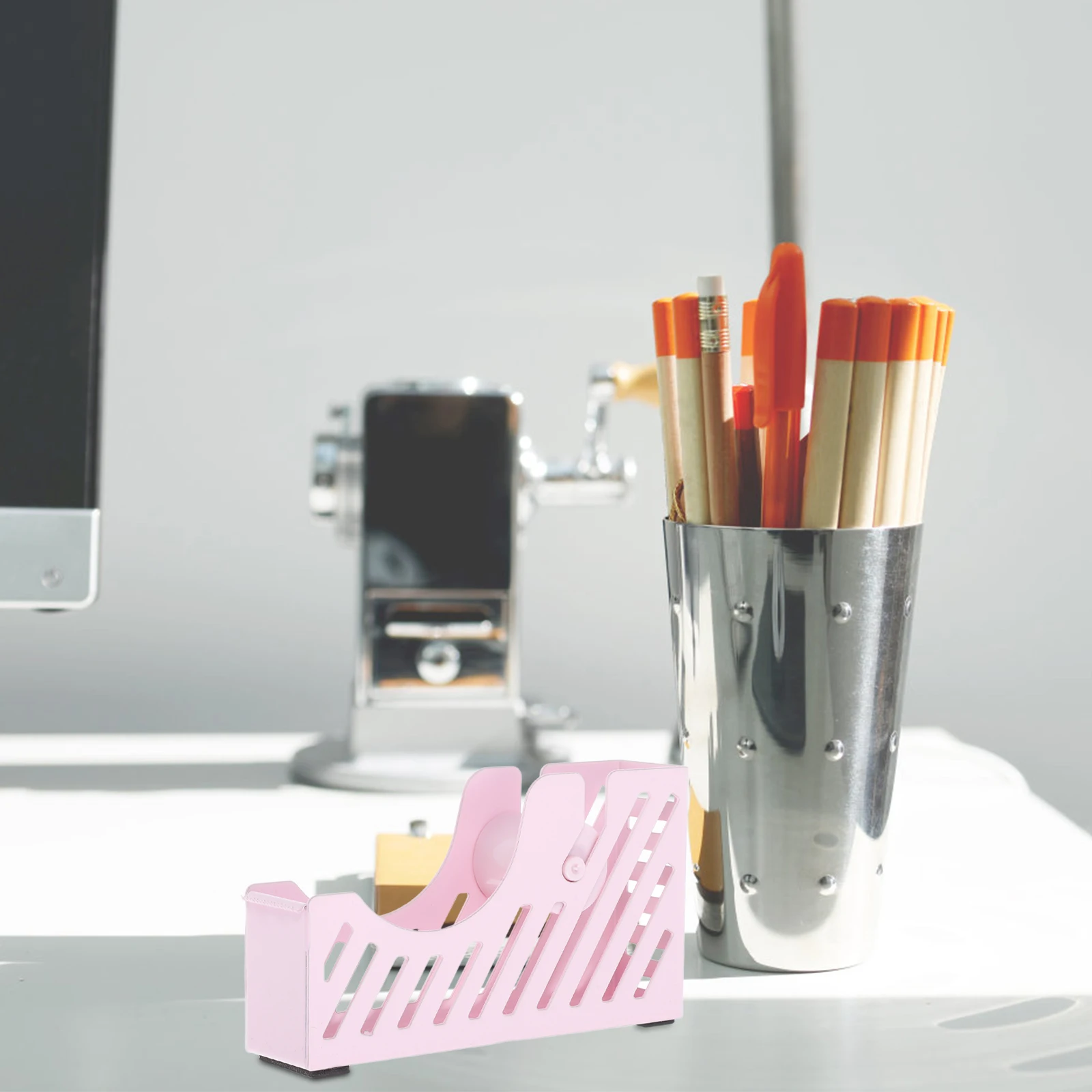 

Desktop Tape Holder Iron Tape Dispenser Convenient for Office Sealing Packing Tabletop Organizer Office Supplies Cute