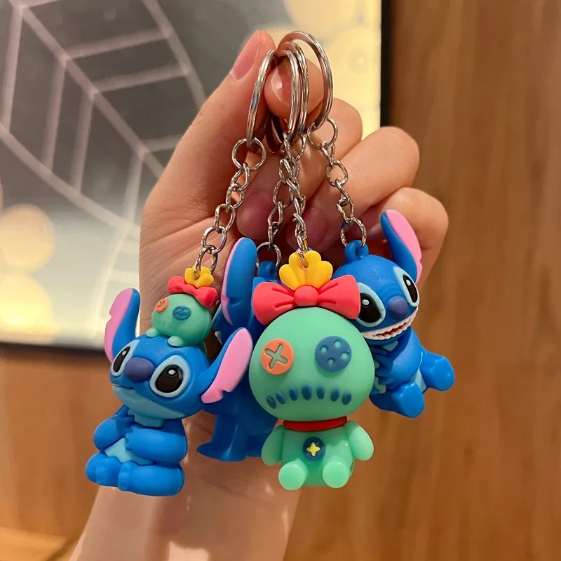 

Cute Cartoon Stitch Keychain Disney Anime Silicone Figure Keyring Schoolbag Pendent Toy Kid's Gifts originality accessory doll