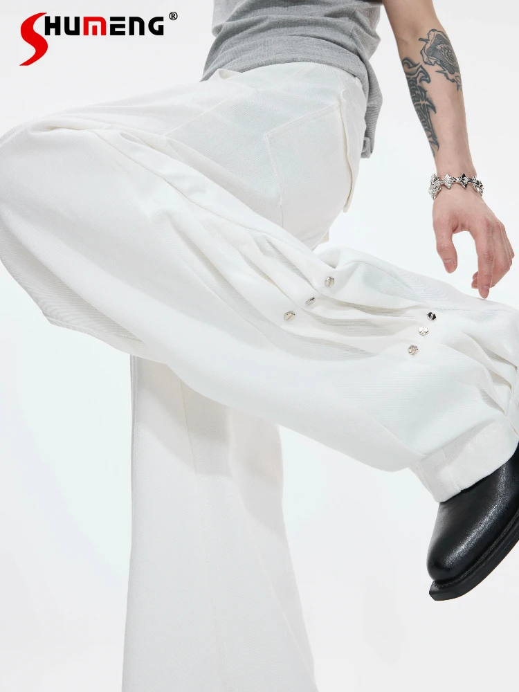 

Men's 2026 Spring New Fashion Rivet Jeans Male Simple High-end Comfort Straight Denim Trousers Cotton Solid Color Denim Pants