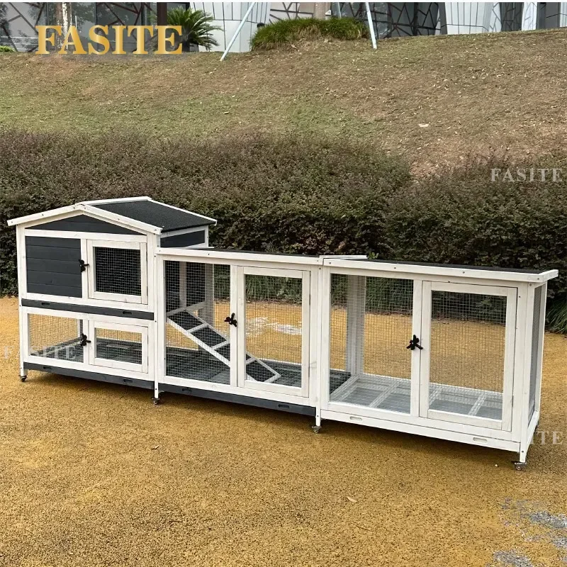 For Rabbit Chicken Pigeon Cage Outdoor Solid Wood Luxury Pet House Villa with Tray Large Size Nest Box for Garden Backyard