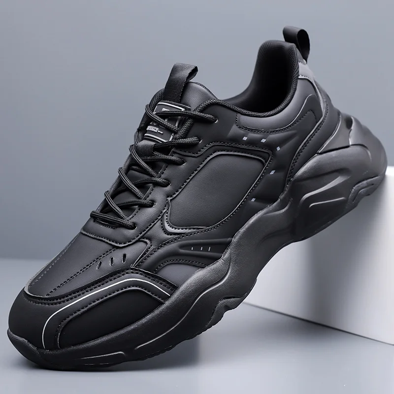 Men's sneakers four seasons new leather breathable non-slip outdoor racing running shoes lightweight casual speed sports shoes