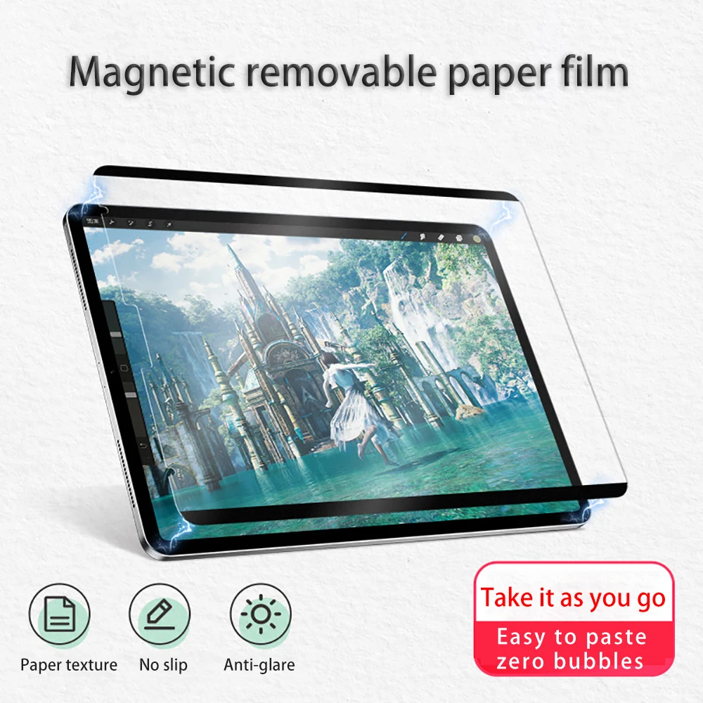 

Removable Magnetic Like Paper Screen Protector Film for iPad 10.2 9th 8th 7th 2021 Mini 6 2020 Pro 11 12.9 iPad Air 4 Air 5 Film