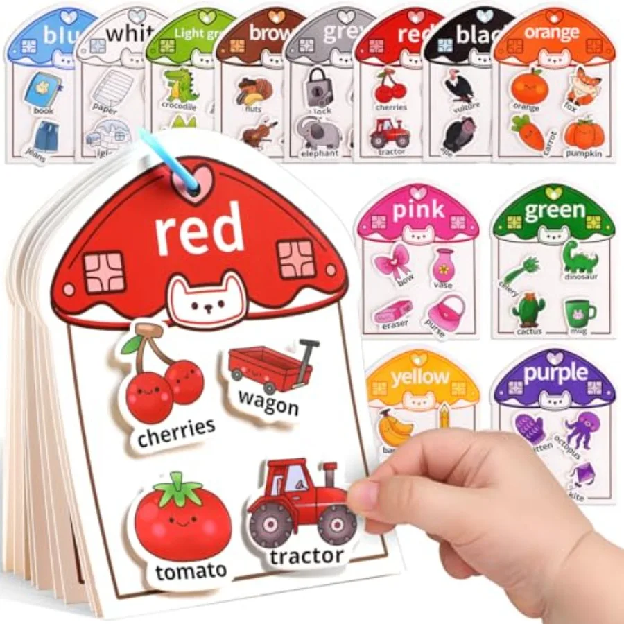 

Montessori Busy Book Color Sorting Toys for Toddlers 2-4, Educational Preschool Learning Activities for,Sensory Fine Motor Matc
