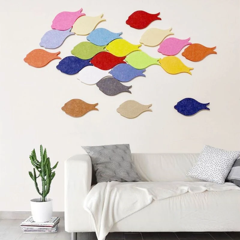 

10 Pieces Colorful 3D Wall Sticker Felt Board Fish Shaped Kindergarten Office Shop Decoration Bedroom Decor Background Wallpaper