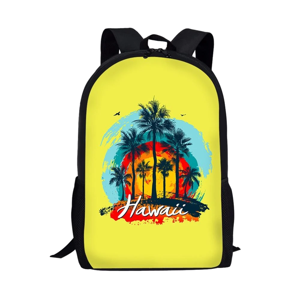 Beach Coconut Tree Pattern School Bag for High School Students 16 Inch Bookbag Children's Backpack Boys Girls Teens Backpacks