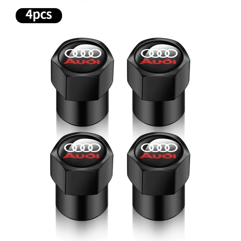 4Pcs Car Wheel Tire Air Valve Caps Stem Covers for AUDI RS S SLINE quattro A4 A3 A6 Q3 Q7 TT B8 8P 8V Q5 A5 A1 A7 A2 Q2 C6