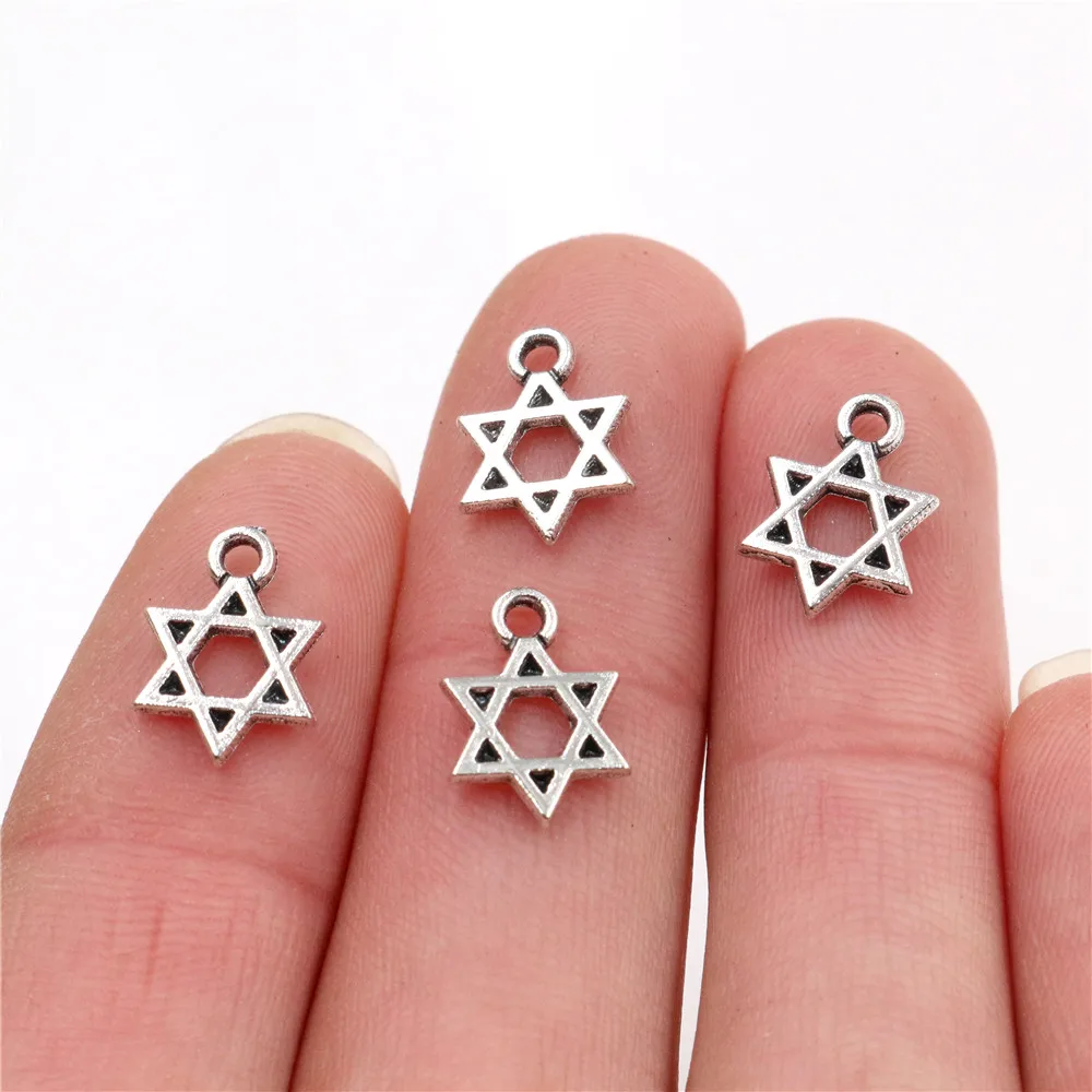 12x9mm 50pcs Antique Silver Plated Five-Pointed Star Handmade Charms Pendant:DIY for bracelet necklace-Q3-36