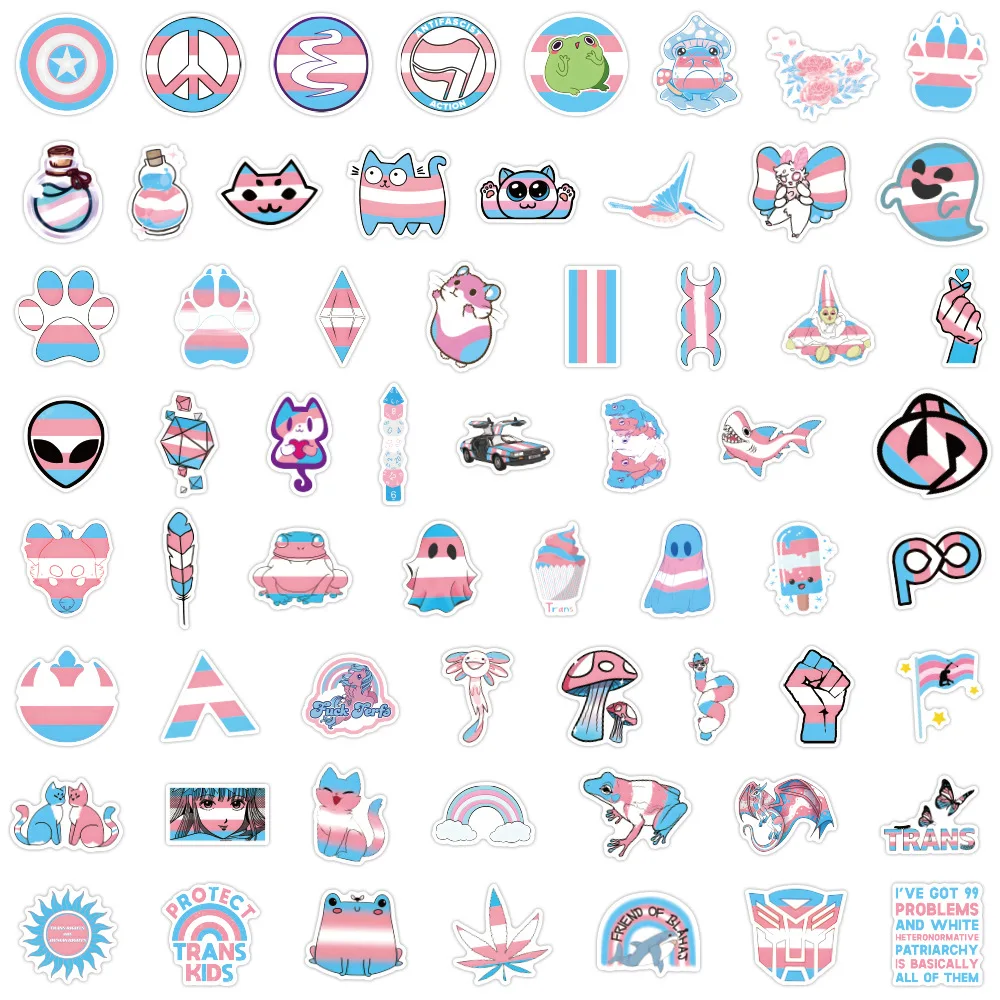 60Pcs Transgender Pride Stickers LGBT Trans DIY Stickers Scrapbooking Phone Luggage Skateboard Decorative Waterproof  Decals