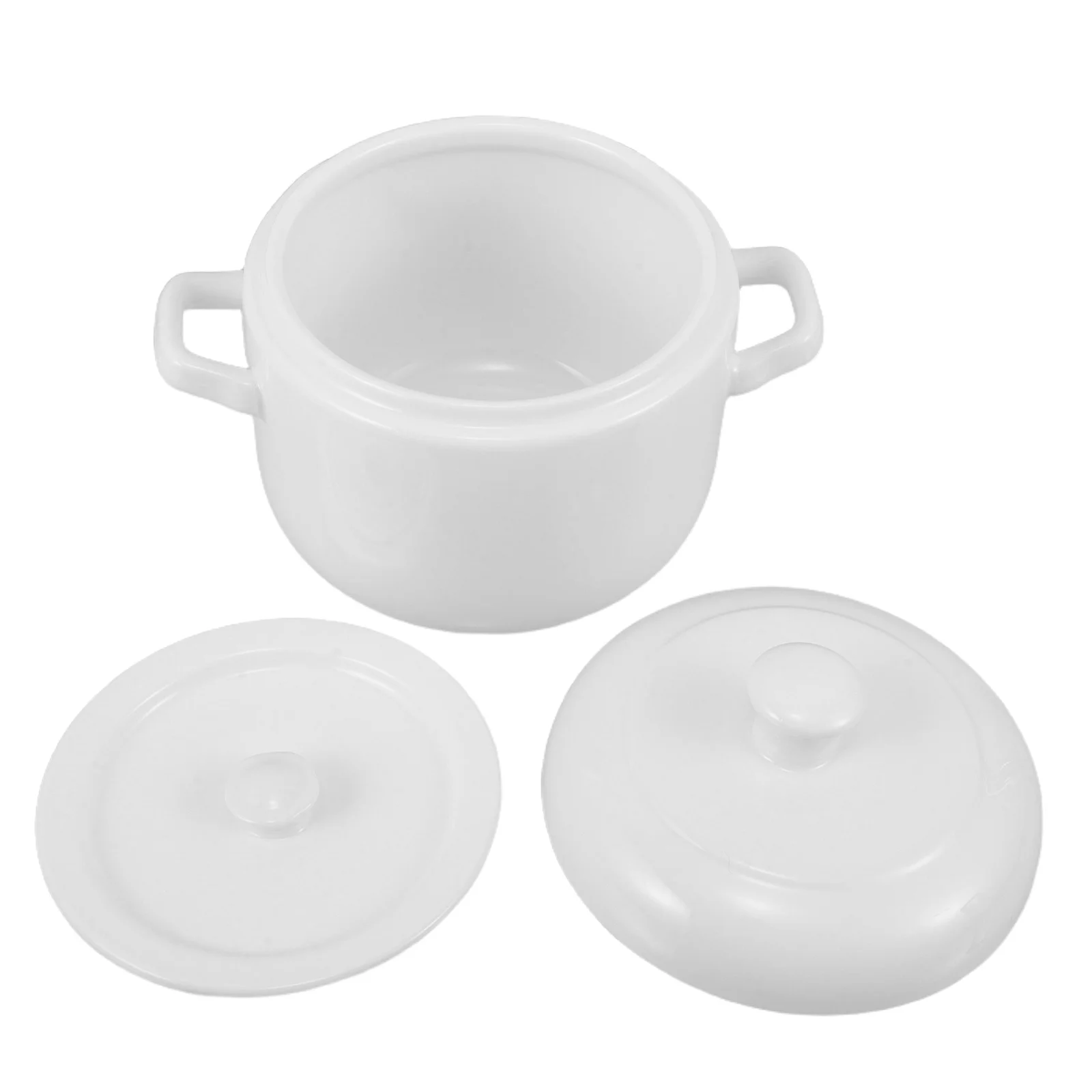

Small Cooking Pot with Lid White Porcelain Dual Handle Steaming Ceramic Stew Handles for