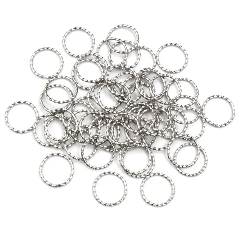 50pcs Stainless Steel 1/1.2mm thick 6 8 10 12 14mm Twist Open Jump Rings for DIY Jewelry Making Findings for Earrings Necklace