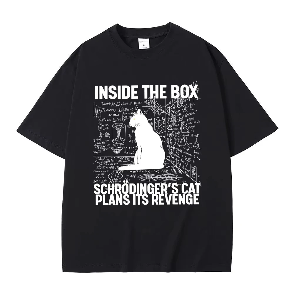 Limited Schrodinger Cat Lovers Funny Meme T-shirts Men Women Casual Cotton Vintage Streetwear Unisex Oversized Crewneck T-shirts